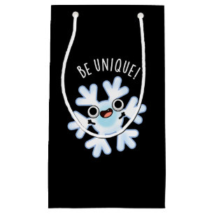 Sacola Para Presentes Pequena Seja único Floco de neve engraçado Pun Dark BG