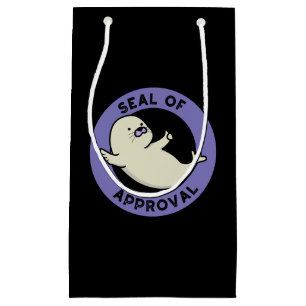 Sacola Para Presentes Pequena Selo De Homologação Selo Engraçado Pun Dark BG