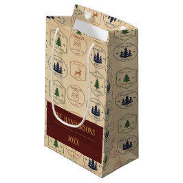 Sacola Para Presentes Pequena Selo de Natal em Estilo Vintage