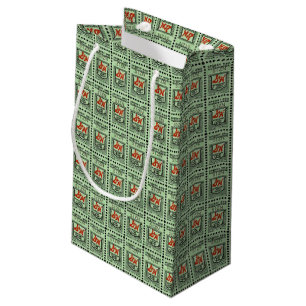 Sacola Para Presentes Pequena Selos nostálgicos do verde