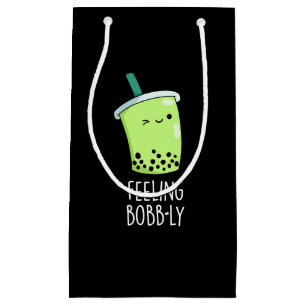Sacola Para Presentes Pequena Sentindo Bobb Engraçado Boba Tea Pun Dark BG
