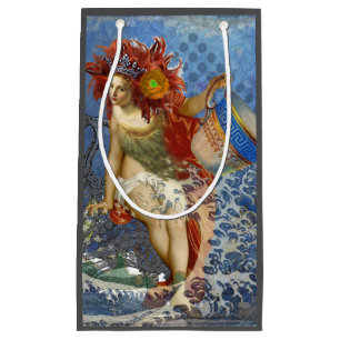 Sacola Para Presentes Pequena Sereia Aquário Arte Azul Gótica