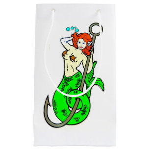 Sacola Para Presentes Pequena sereia redheaded da verde-cauda
