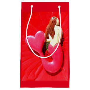 Sacola Para Presentes Pequena sereias coração-atadas vermelho