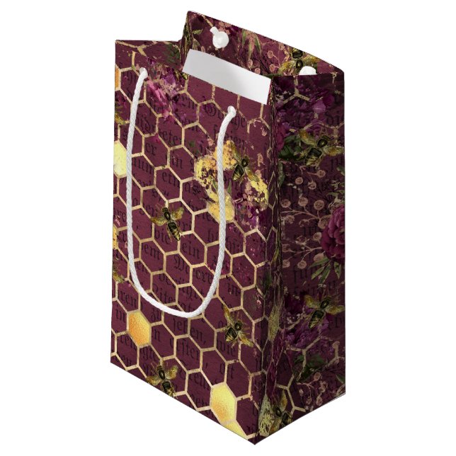 Sacola Para Presentes Pequena Série Burgundy Bee Design Um (Frente inclinada)