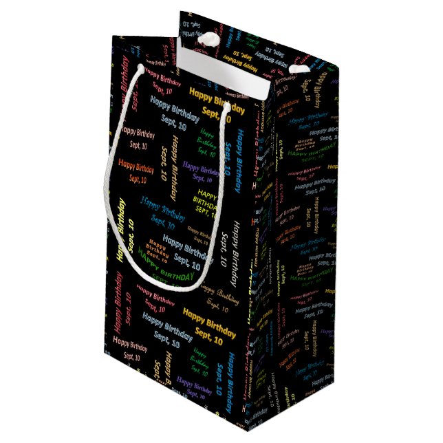 Sacola Para Presentes Pequena Setembro, 10 Aniversário Gift Bag (Verso inclinado)