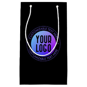 Sacola Para Presentes Pequena Seu logotipo & Moderno gradiente ombre azul e roxo
