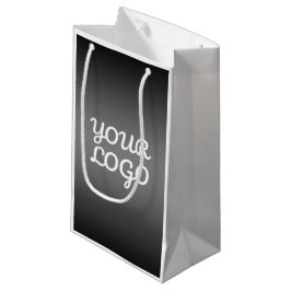 Sacola Para Presentes Pequena Seu logotipo & Moderno Ombre Simples | Cinza Escur