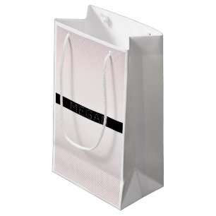 Sacola Para Presentes Pequena Seu nome Estrias de ouro de Rosa branco fino e s
