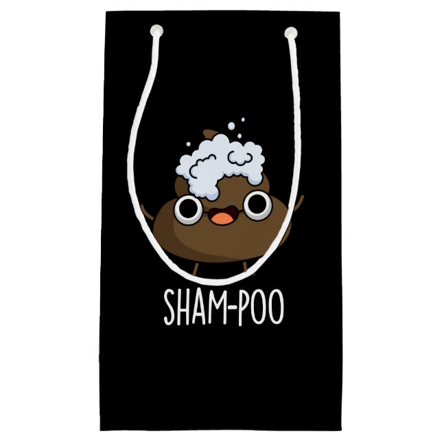 Sacola Para Presentes Pequena Sham-Poo Engraçado Com Shampoo Pun Dark BG (Frente)