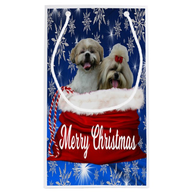 Sacola Para Presentes Pequena Shih tzu Gift Bag Natal (Verso)
