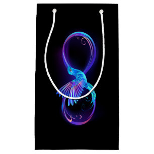 Sacola Para Presentes Pequena Símbolo Neon Infinity com Hummingbird brilhante
