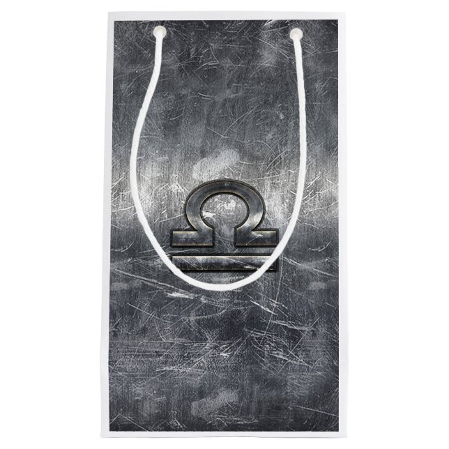 Sacola Para Presentes Pequena Símbolo Zodiac Libra Estilo Metálico (Frente)