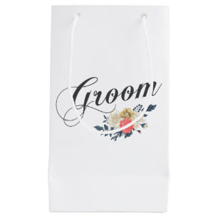 Sacola Para Presentes Pequena Simples e Elegante Groom Floral Saco para presen