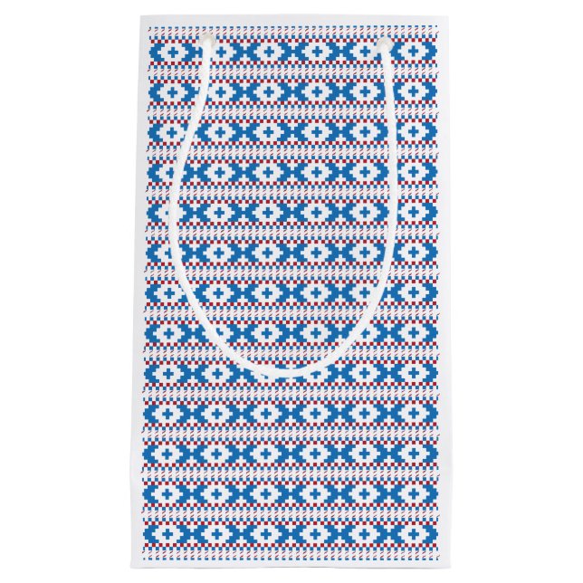 Sacola Para Presentes Pequena Sinais antigos letões, arte folclórica azul, verme (Frente)