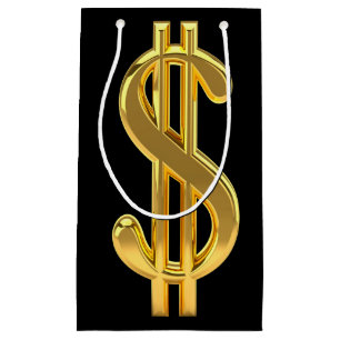 Sacola Para Presentes Pequena Sinal de Dólar ouro Saco de Presente