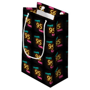 Sacola Para Presentes Pequena Sinal de néon no tijolo para o 95th aniversário