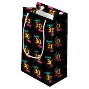 Sacola Para Presentes Pequena Sinal de néon no tijolo para o aniversário de 30
