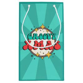 Sacola Para Presentes Pequena Sinal de texto do Groovy xmas retro groovy