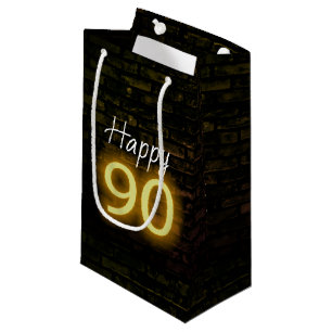 Sacola Para Presentes Pequena Sinal Neon Aniversário 90 em Tijolo