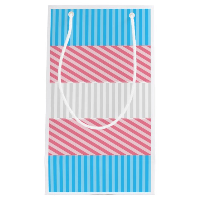 Sacola Para Presentes Pequena Sinalizador do Abstrato Transgender Pride Stripe F (Frente)