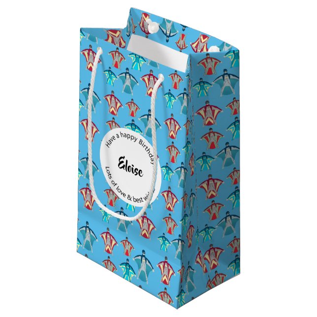 Sacola Para Presentes Pequena Skydiving de macacão (Frente inclinada)