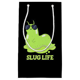 Sacola Para Presentes Pequena Slug Life Funny Green Slug Dark BG