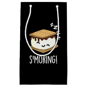 Sacola Para Presentes Pequena Smoring Piadas Engraçadas de Smore Fundo Escuro
