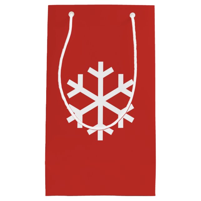 Sacola Para Presentes Pequena Snowflake Christmas Red Gift Bag (Frente)