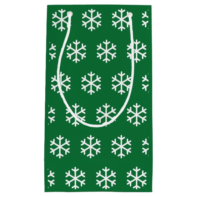 Sacola Para Presentes Pequena Snowflake Green Christmas Gift Bag (Frente)