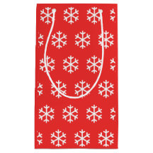 Snowflake Red Christmas Gift Bag
