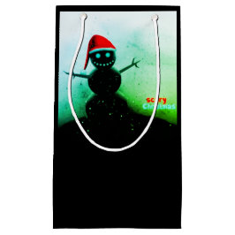 Sacola Para Presentes Pequena Snowman Gift Bag