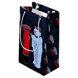 Sacola Para Presentes Pequena Snowman's Letter to Santa Painting by Alfred Fox