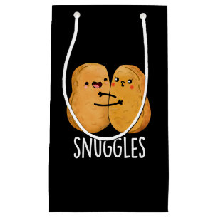 Sacola Para Presentes Pequena Snuggets Engraçado Casal Nugget Pun Dark BG