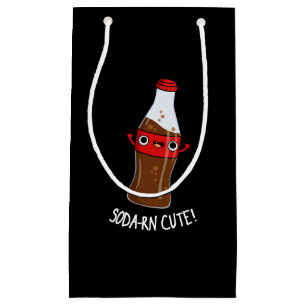 Sacola Para Presentes Pequena Soda-rn Cute Engraçado Soda Pun Dark BG