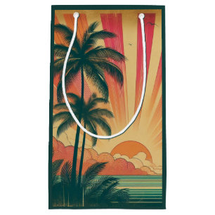 Sacola Para Presentes Pequena Sol retrô/vintage tropical/havaiano