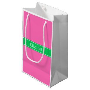 Sacola Para Presentes Pequena Sólido Rosa Quente Nº 2 Nome Rbn Verde Emerald M