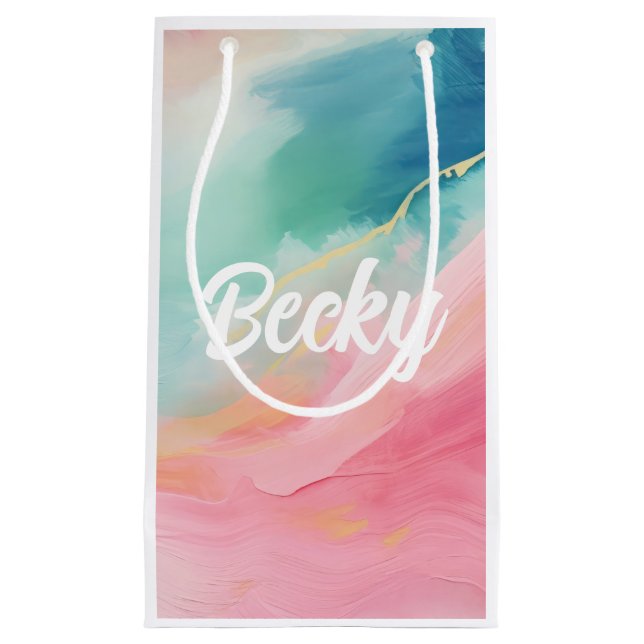 Sacola Para Presentes Pequena Sonhos de Pastel: Escovas Artísticas (Frente)