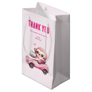 Sacola Para Presentes Pequena Sorriso Lama Rosa Dirigindo uma Festa de Carro Obr
