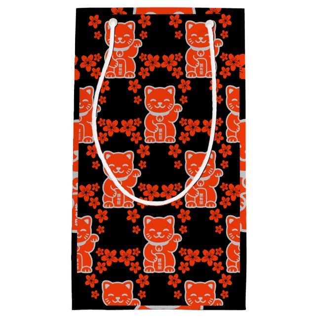 Sacola Para Presentes Pequena Sortudo japonês Maneki-neko (Frente)