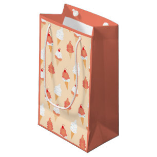 Sacola Para Presentes Pequena Sorvete Cone com Padrões cor-de-rosa de aspersão