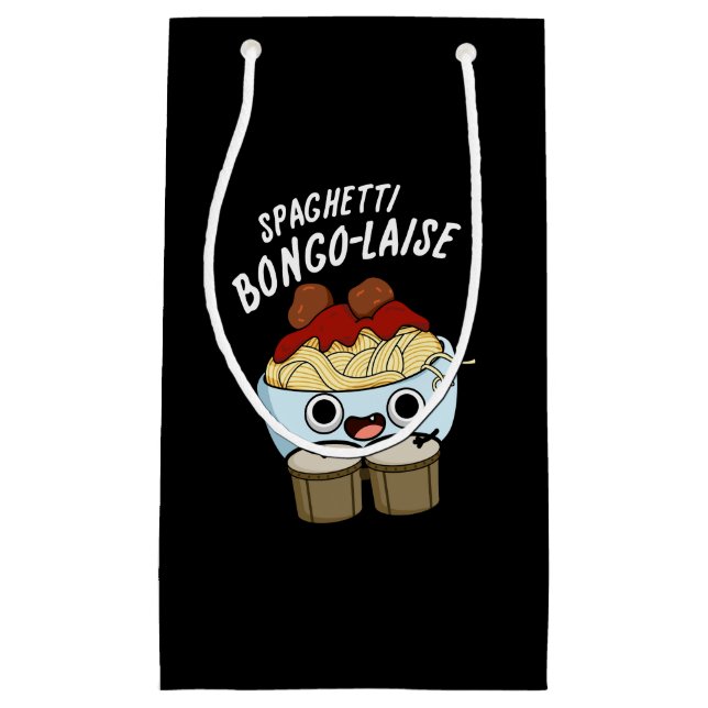 Sacola Para Presentes Pequena Spaghetti Bongolaise Comida Engraçada Pun Dark BG (Frente)