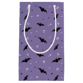 Sacola Para Presentes Pequena Spooky Bat & Skulls Padrão Halloween Gift Bag