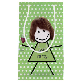 Sacola Para Presentes Pequena Stick Party Girl No Bolinhas