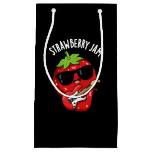 Sacola Para Presentes Pequena Strawberry Jam Funny Fruta Pun Dark BG