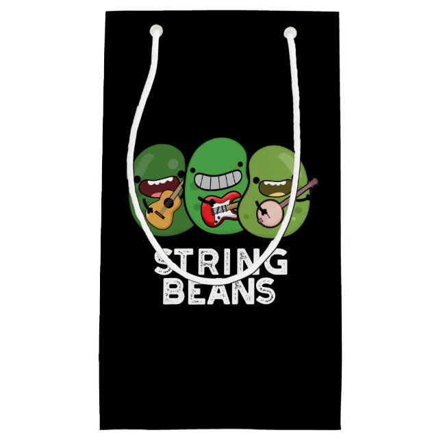 Sacola Para Presentes Pequena String Beans Piada Engraçada de Legume Fundo Escur (Frente)