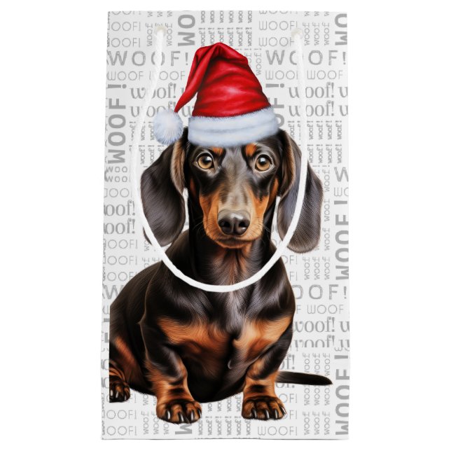 Sacola Para Presentes Pequena Stylish and Funny Dachshund Lover Christmas (Frente)