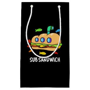 Sacola Para Presentes Pequena Sub Sandwich Comida Engraçada Pun Escuro BG