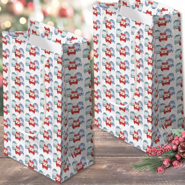 Sacola Para Presentes Pequena Suéter Feio de Festa de Natal (Festive Ugly Sweater Pattern Christmas Small Gift Bag)