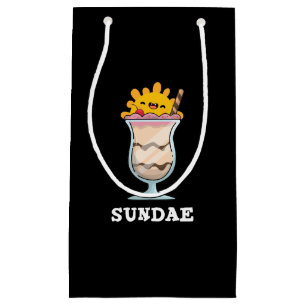 Sacola Para Presentes Pequena Sundae Engraçado Sorvete Domingo Pun Dark BG